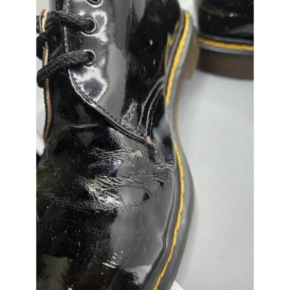 Dr. Martens 1461 Black Patent Leather 3-Eye Lace Up‎ Plain Toe Oxford Womens 8